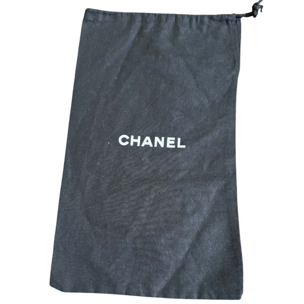 Authentic CHANEL Black Drawstring Dust Bag Pouch Logo Storage